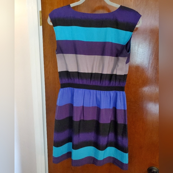 LOFT Sleeveless Dress Size SP Striped Purple Teal - Picture 5 of 6